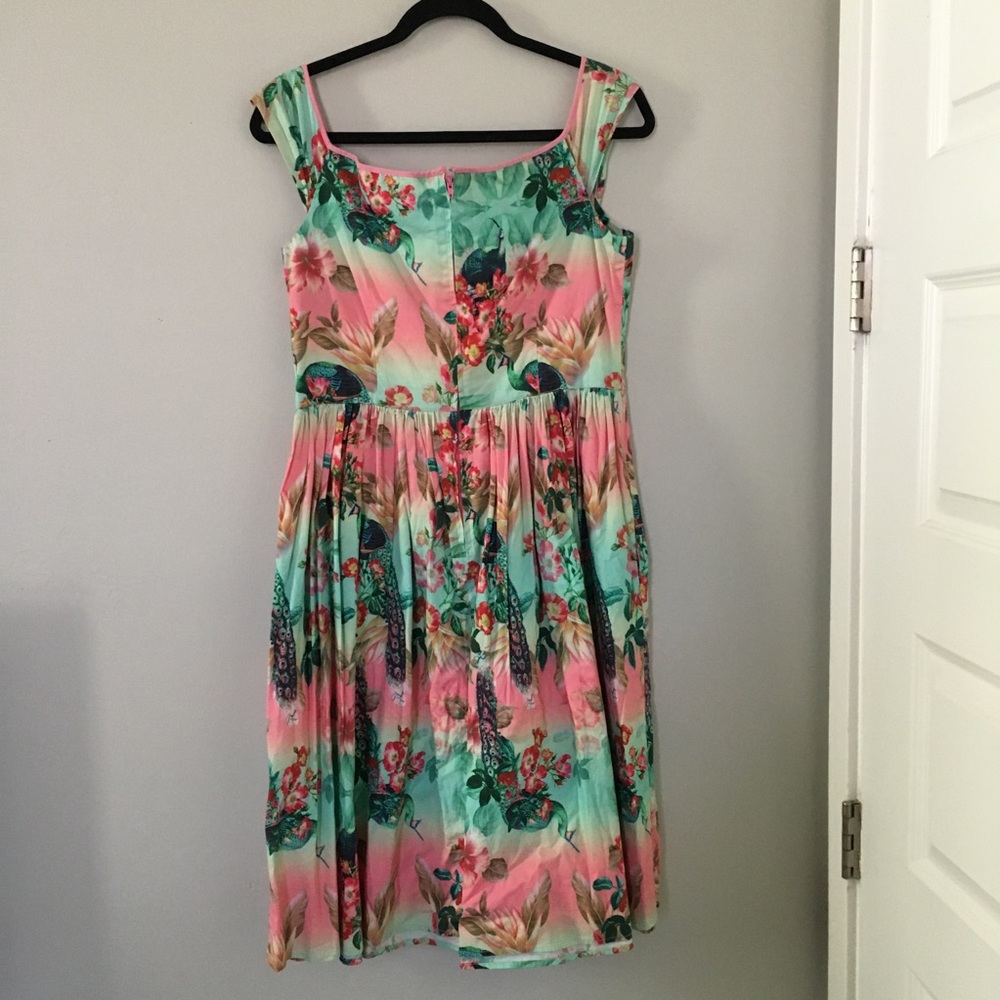 Hell Bunny Vixen Peacock Pastel Swing Dress - Picture 3 of 6